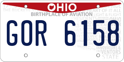 OH license plate GOR6158