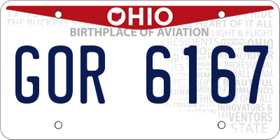 OH license plate GOR6167