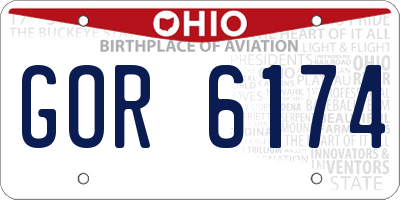 OH license plate GOR6174