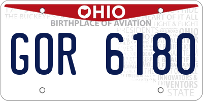 OH license plate GOR6180