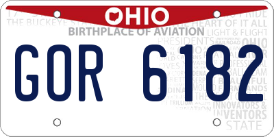 OH license plate GOR6182
