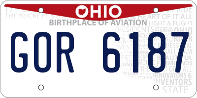 OH license plate GOR6187