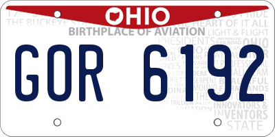 OH license plate GOR6192