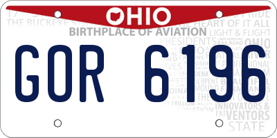OH license plate GOR6196