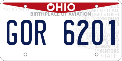 OH license plate GOR6201