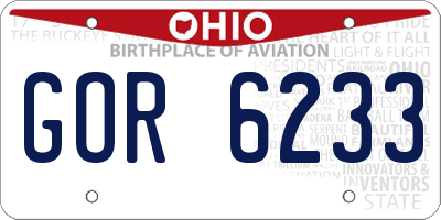 OH license plate GOR6233