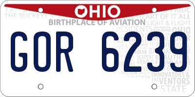 OH license plate GOR6239