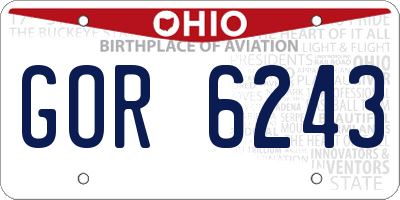 OH license plate GOR6243