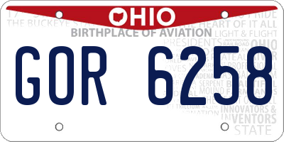 OH license plate GOR6258