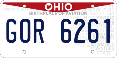 OH license plate GOR6261