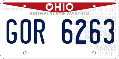 OH license plate GOR6263