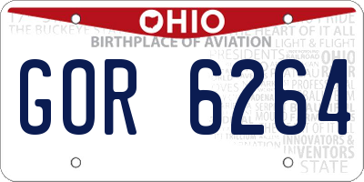 OH license plate GOR6264