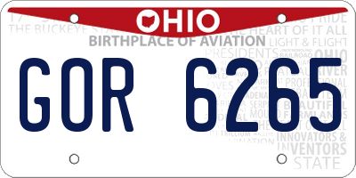 OH license plate GOR6265