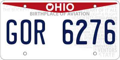 OH license plate GOR6276