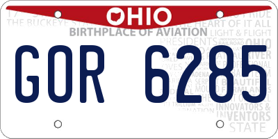 OH license plate GOR6285
