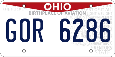 OH license plate GOR6286