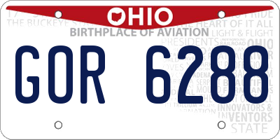 OH license plate GOR6288