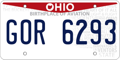 OH license plate GOR6293