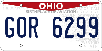 OH license plate GOR6299