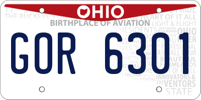 OH license plate GOR6301