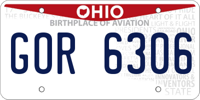 OH license plate GOR6306