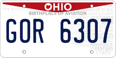 OH license plate GOR6307