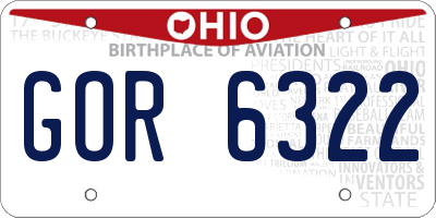 OH license plate GOR6322