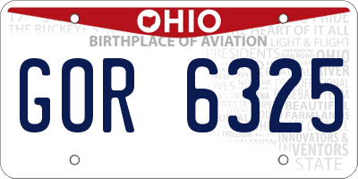 OH license plate GOR6325