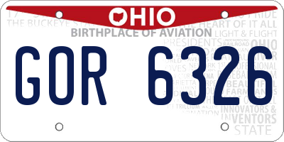 OH license plate GOR6326