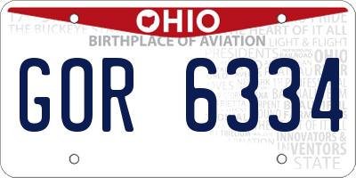 OH license plate GOR6334