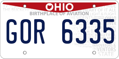 OH license plate GOR6335