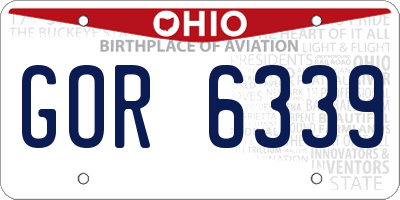 OH license plate GOR6339