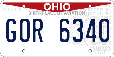 OH license plate GOR6340