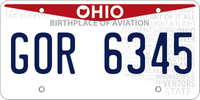 OH license plate GOR6345