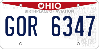 OH license plate GOR6347