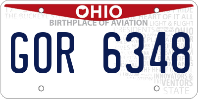 OH license plate GOR6348