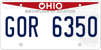 OH license plate GOR6350