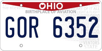 OH license plate GOR6352
