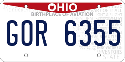 OH license plate GOR6355