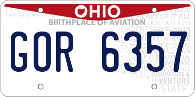 OH license plate GOR6357
