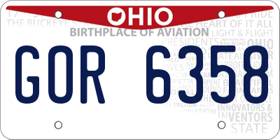 OH license plate GOR6358