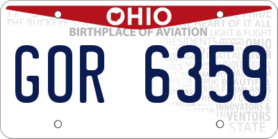 OH license plate GOR6359