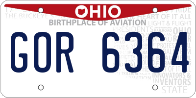OH license plate GOR6364