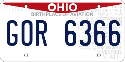 OH license plate GOR6366