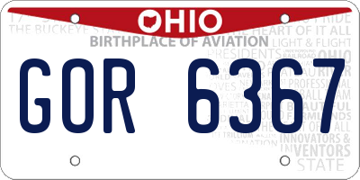 OH license plate GOR6367
