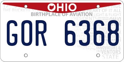 OH license plate GOR6368