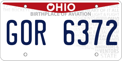 OH license plate GOR6372