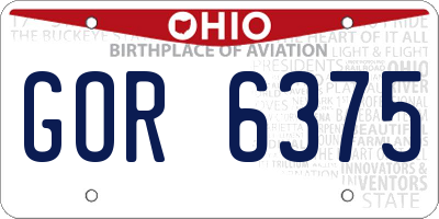 OH license plate GOR6375
