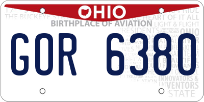 OH license plate GOR6380