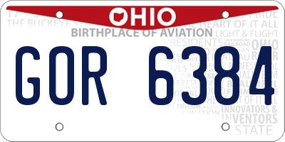 OH license plate GOR6384